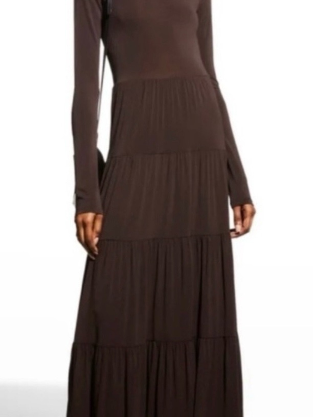 A.L.C. Long-Sleeve Tiered Maxi Dress in Brown